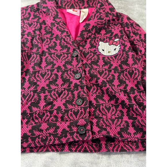 Hello Kitty Jacket Girl's Medium 7/8 Pink and Black Blazer button down - Picture 6 of 8